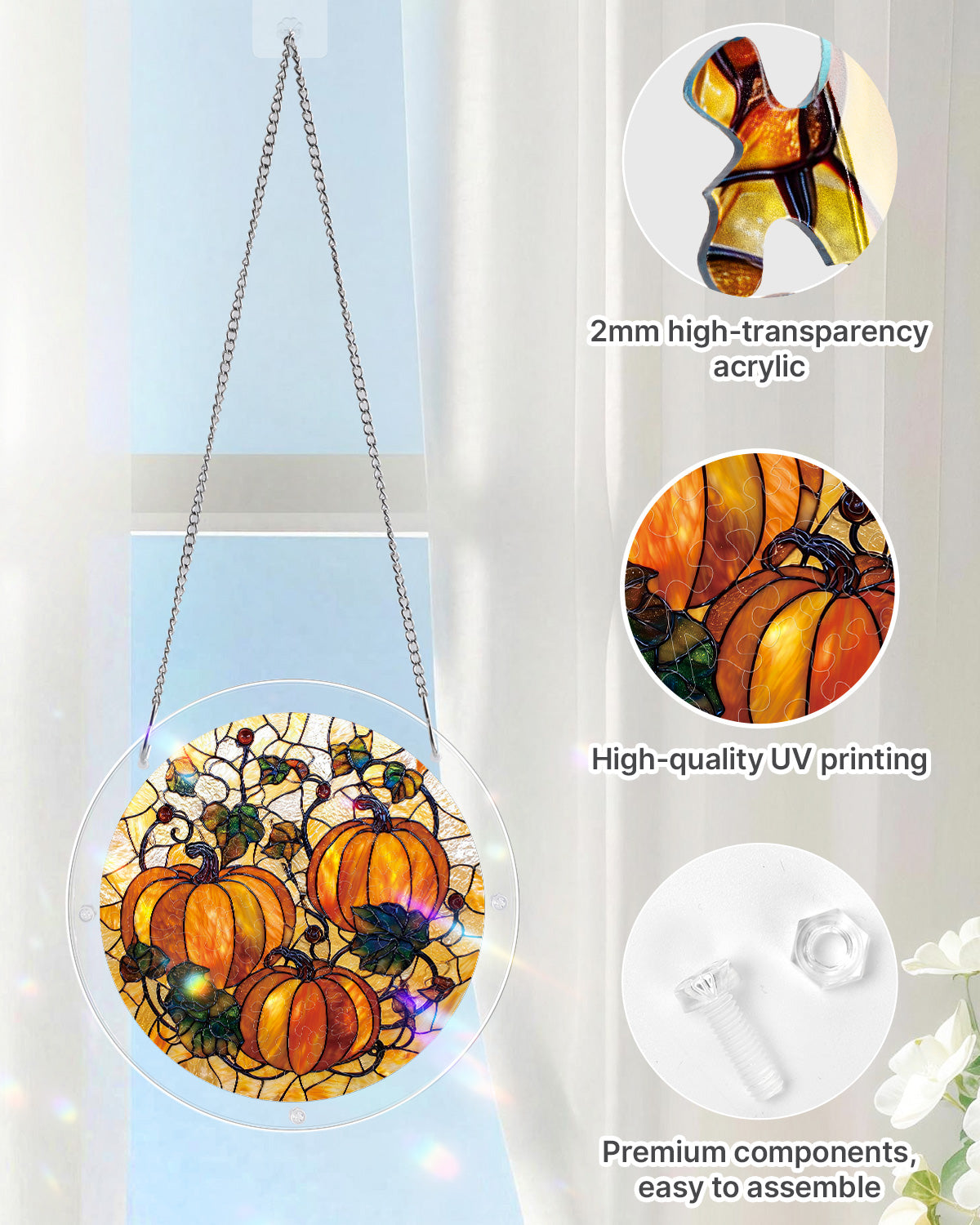 Harvest Pumpkin - Acrylic Window Suncatcher