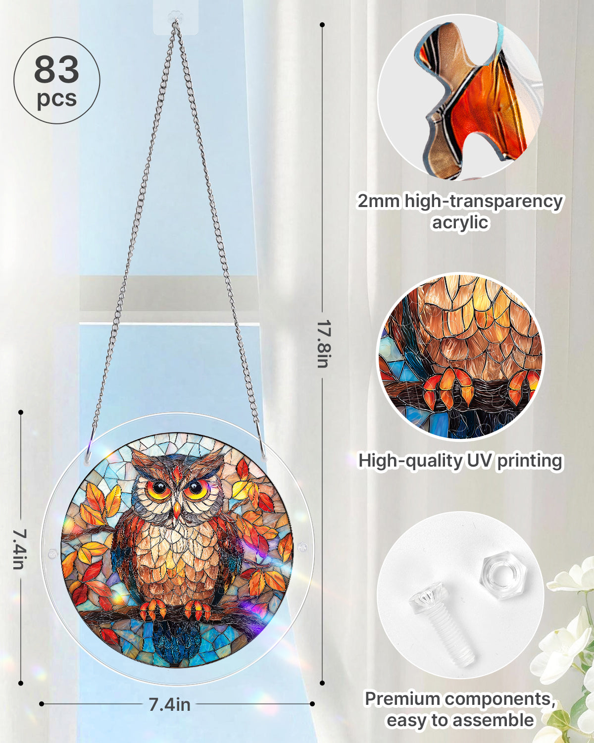 Autumn Owl - Acrylic Window Suncatcher