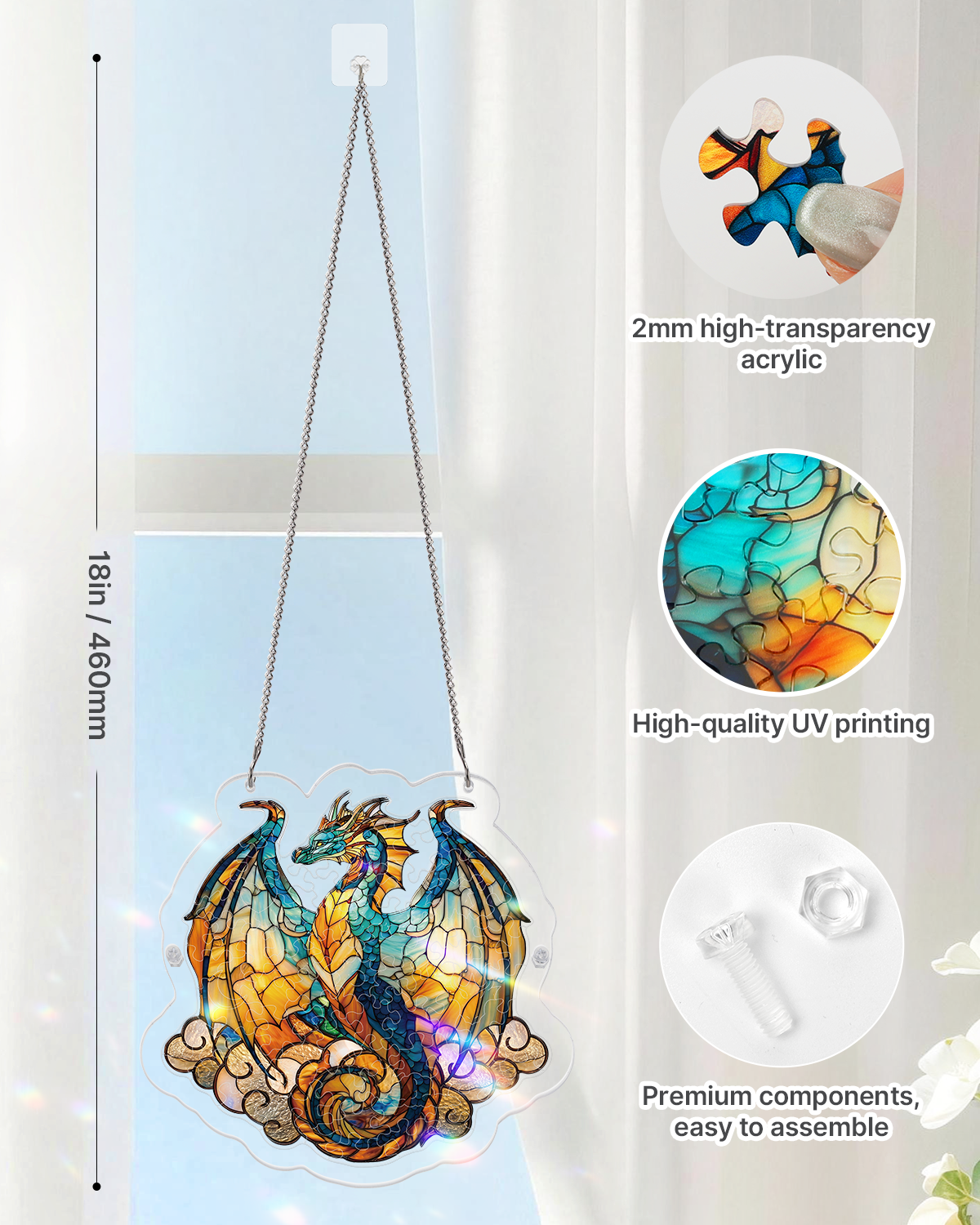 Oceanfire Dragon - Acrylic Window Suncatcher