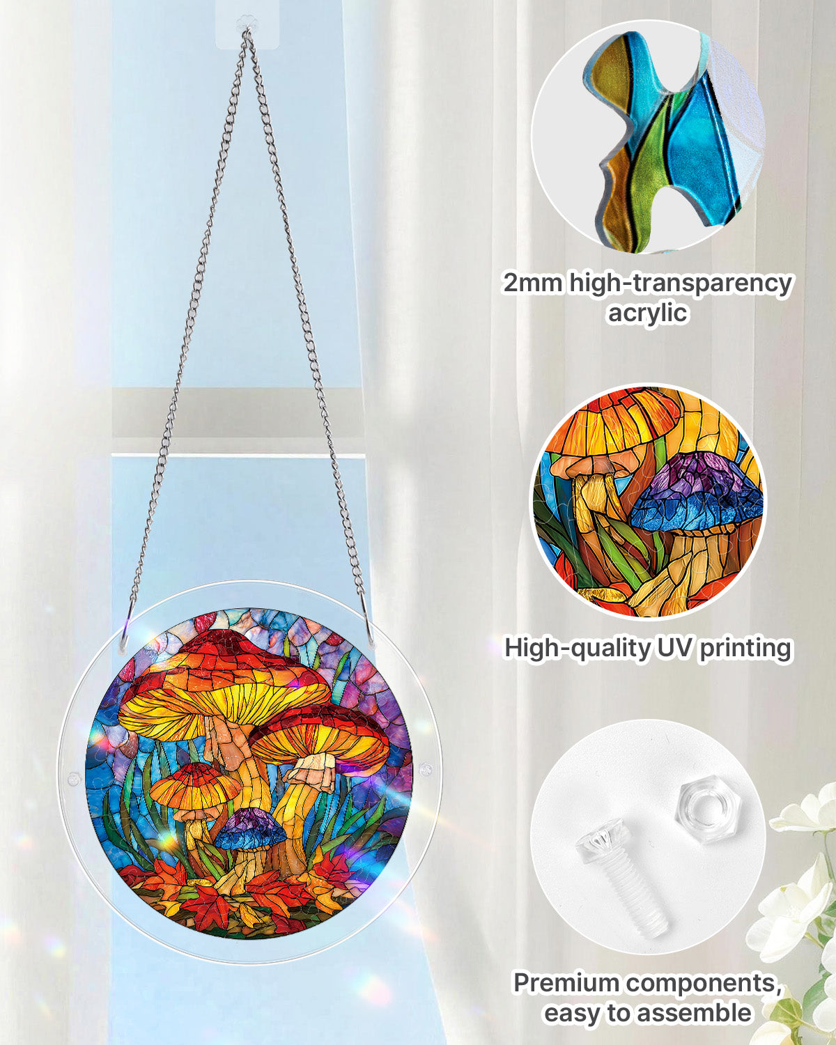 Mystic Mushroom Forest - Acrylic Window Suncatcher