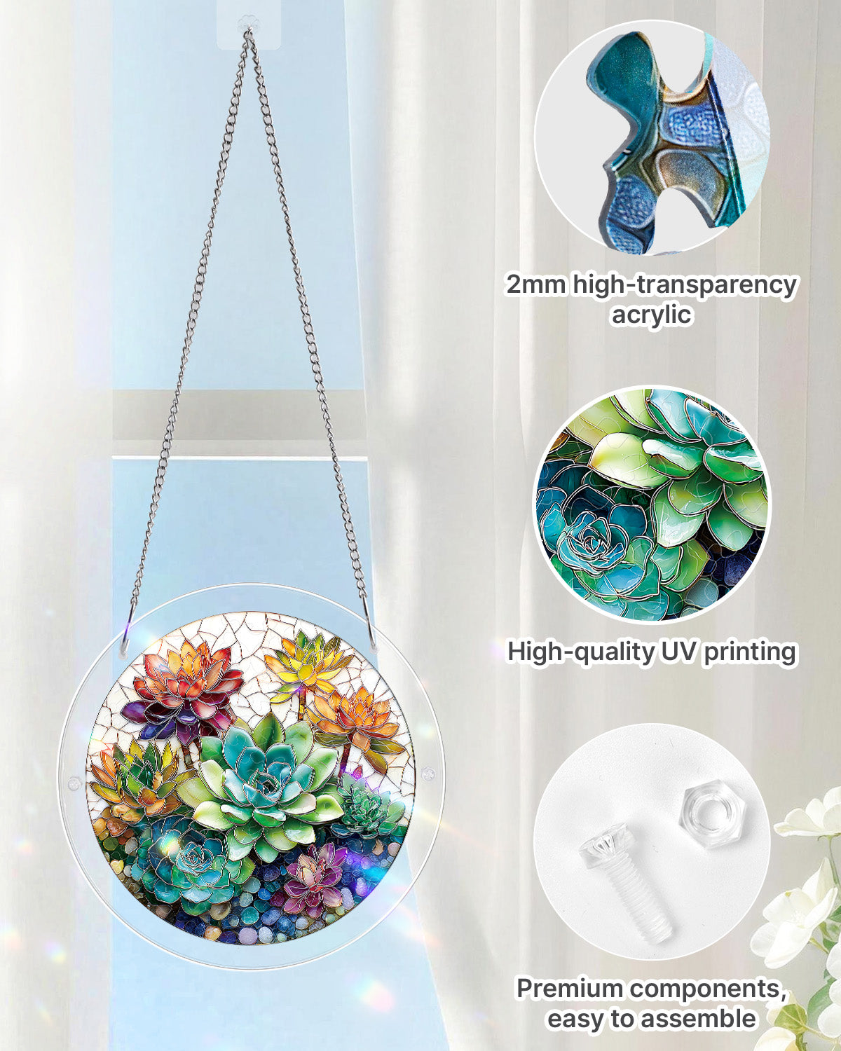 Dreamy Succulent Garden - Acrylic Window Suncatcher