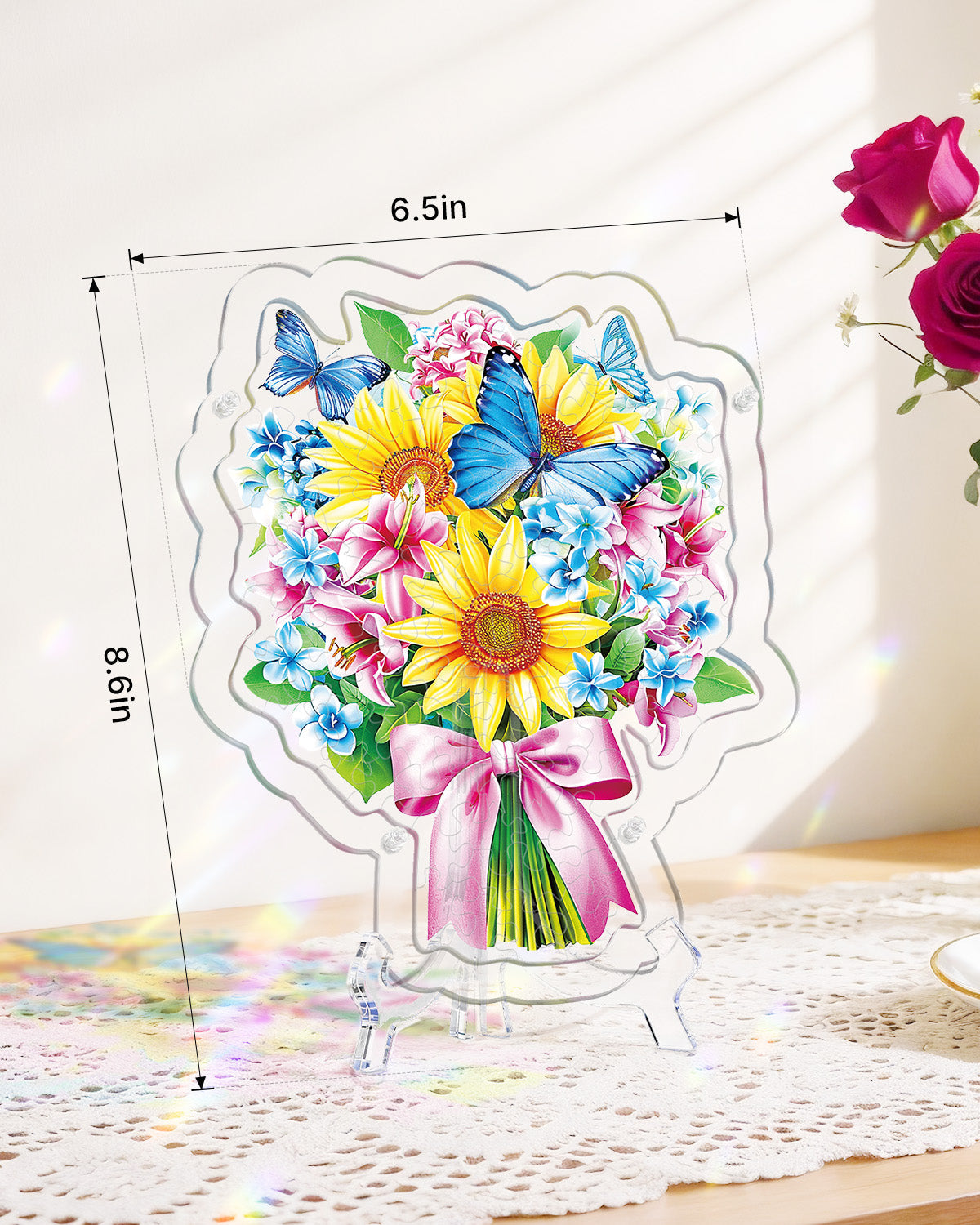 Acrylic Tabletop Sunflower Butterfly Bouquet - Acrylic Window Suncatcher