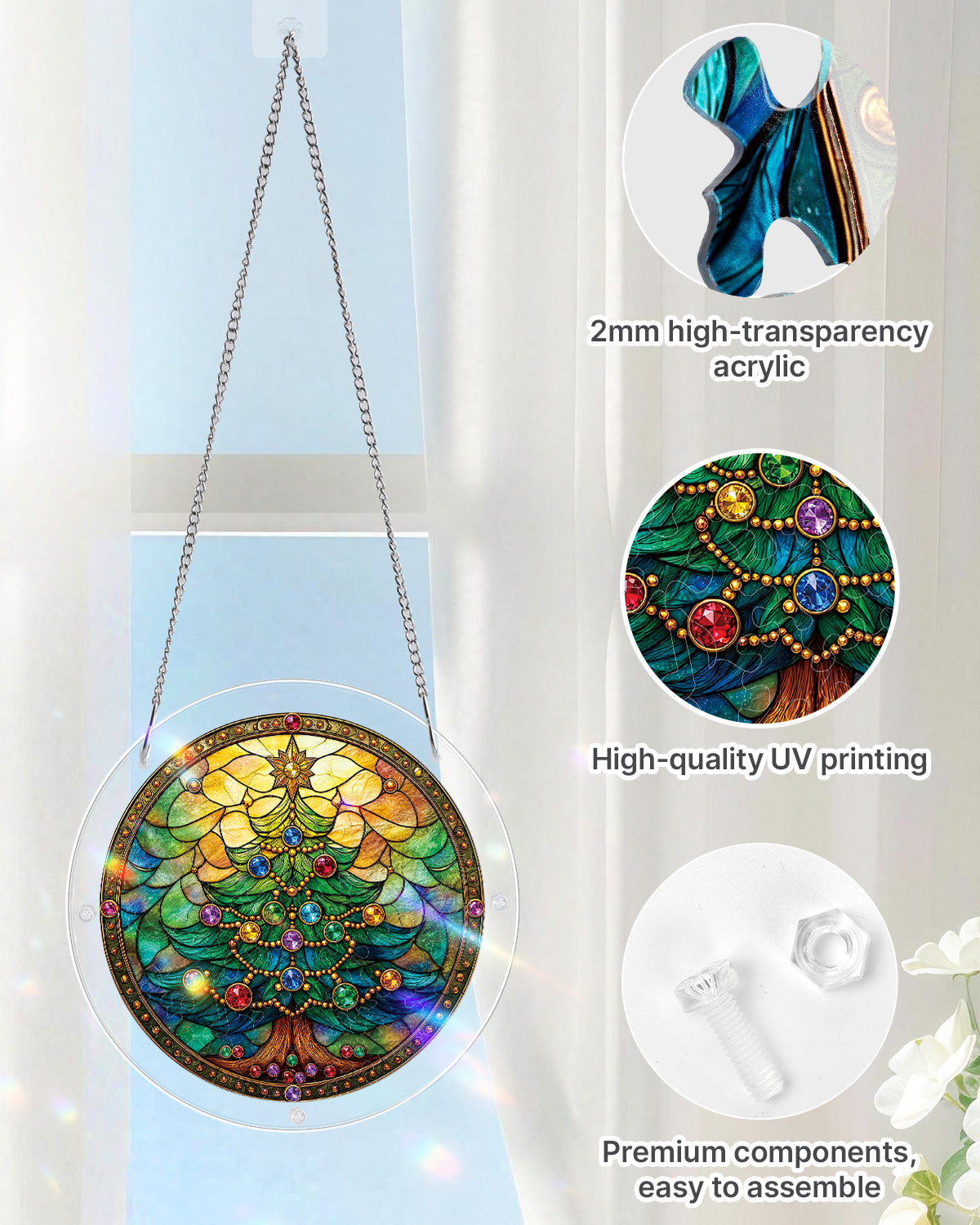 Jeweled Christmas Tree - Acrylic Window Suncatcher