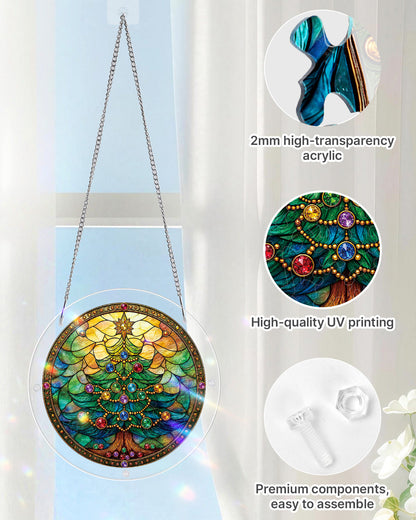 Jeweled Christmas Tree - Acrylic Window Suncatcher