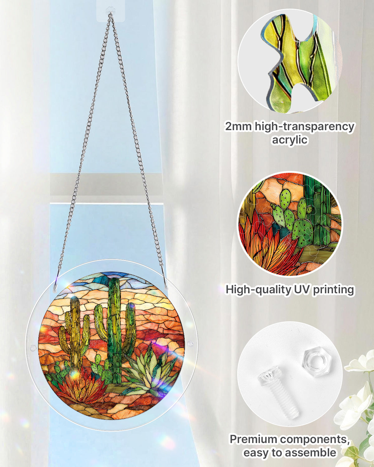 Sunset Cactus - Acrylic Window Suncatcher