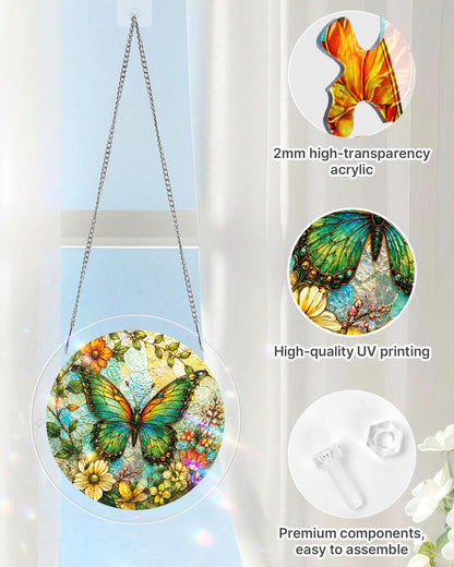 Emerald Butterfly Whisper - Acrylic Window Suncatcher