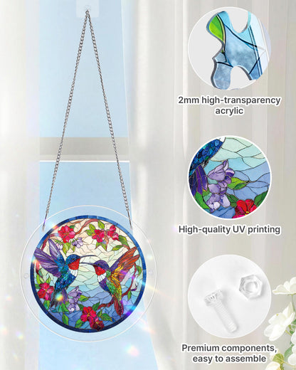 Hummingbird Bloomscape - Acrylic Window Suncatcher