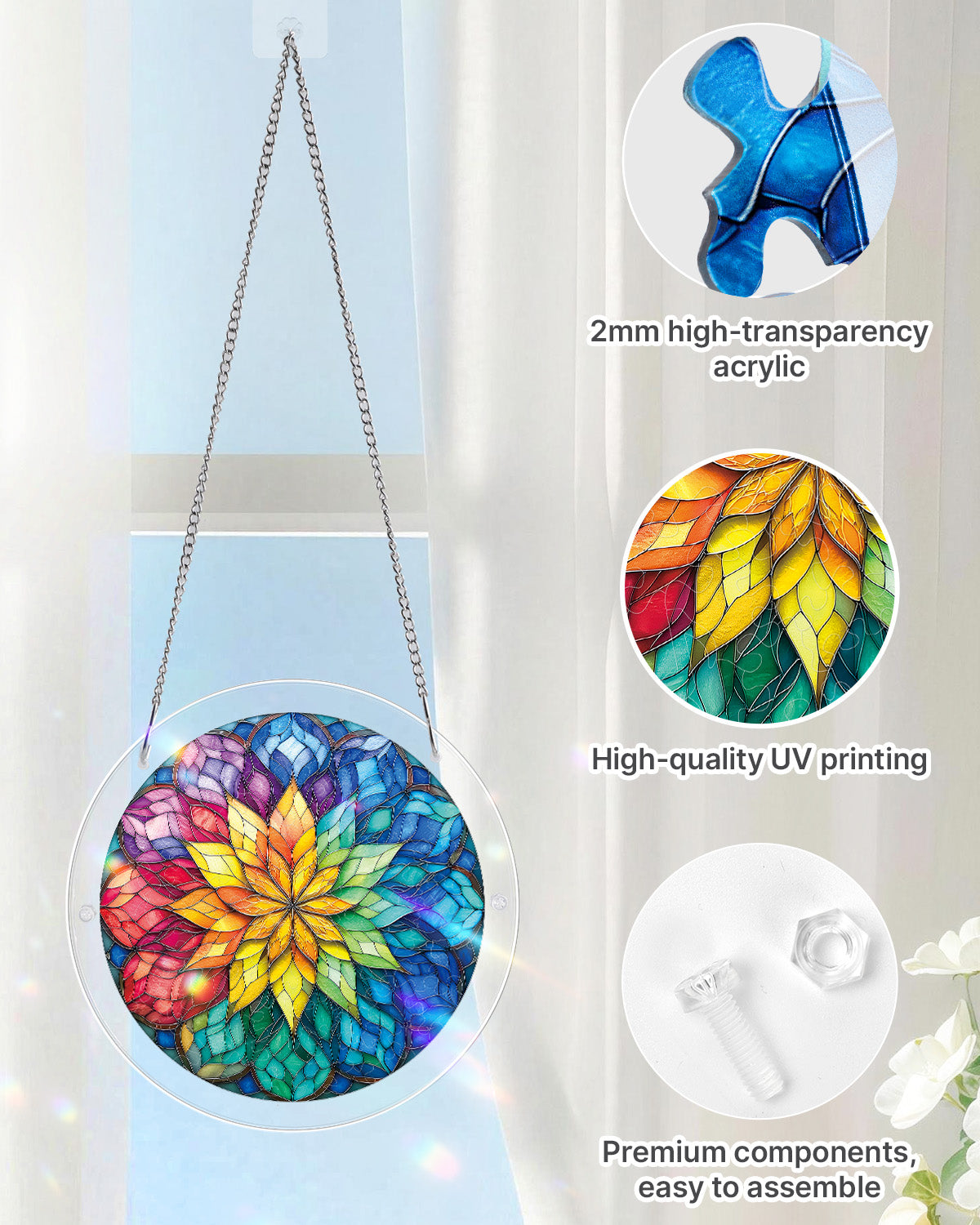 Radiant Flower Wheel - Acrylic Window Suncatcher