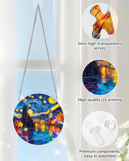 Starlit Village - Acrylic Window Suncatcher