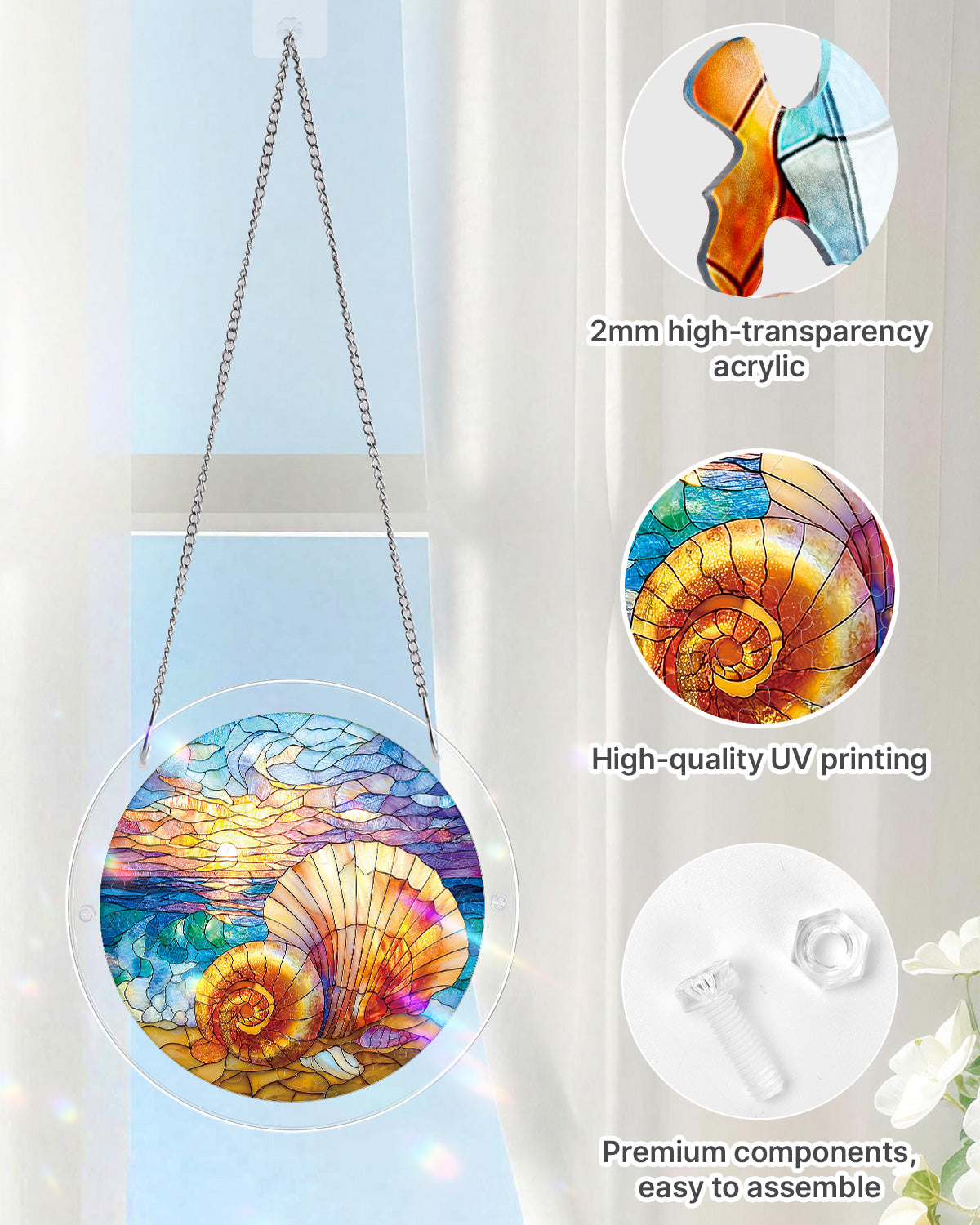 Ocean Echo Shell - Acrylic Window Suncatcher
