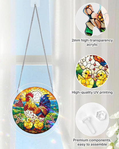 Golden Dawn Rooster - Acrylic Window Suncatcher