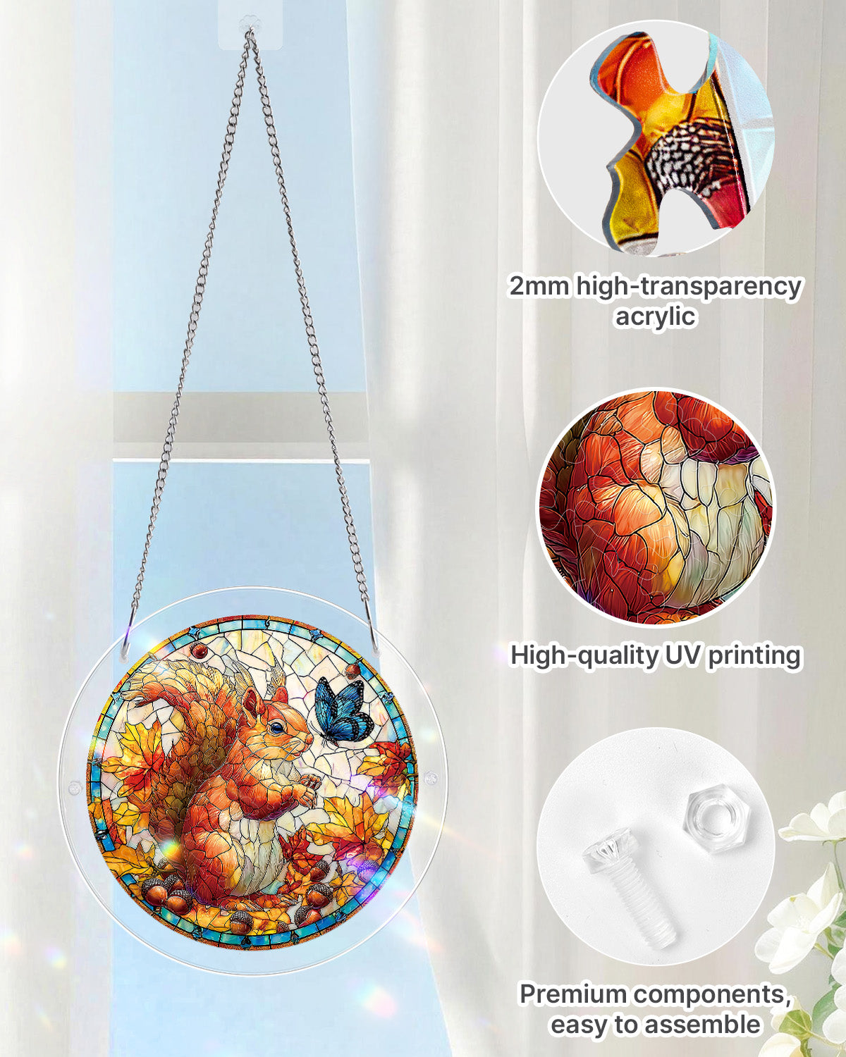Acorn Squirrel - Acrylic Window Suncatcher