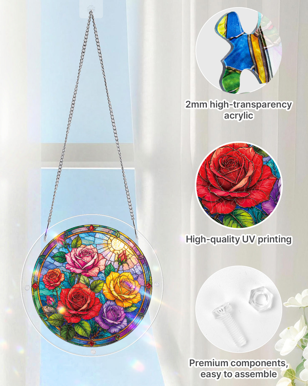 Rose Garden Window - Acrylic Window Suncatcher