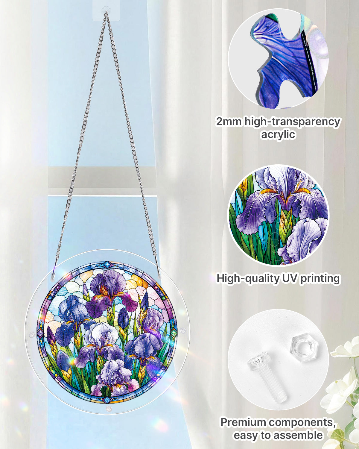 Iris Morning Light - Acrylic Window Suncatcher