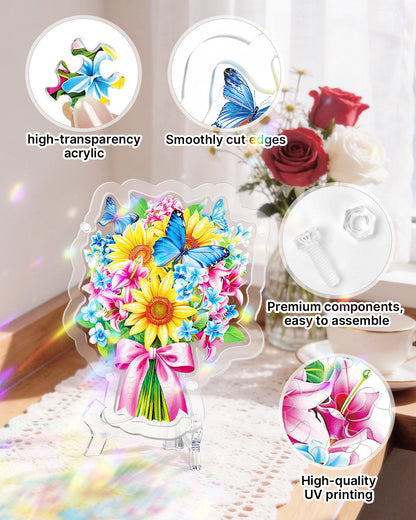 Acrylic Tabletop Sunflower Butterfly Bouquet - Acrylic Window Suncatcher