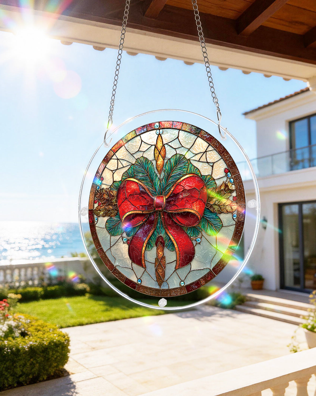 Christmas Bow - Acrylic Window Suncatcher