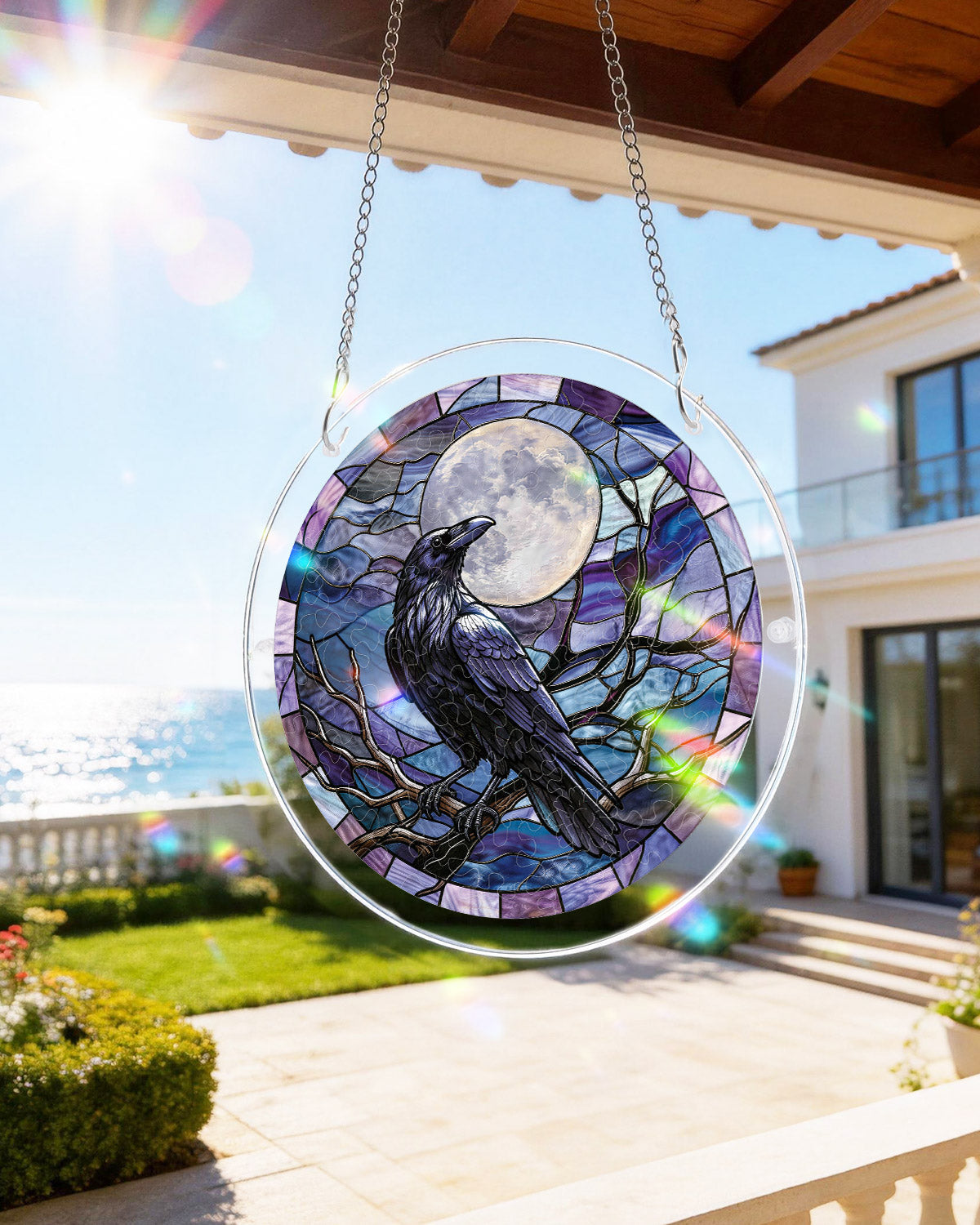 Moonlit Raven - Acrylic Window Suncatcher