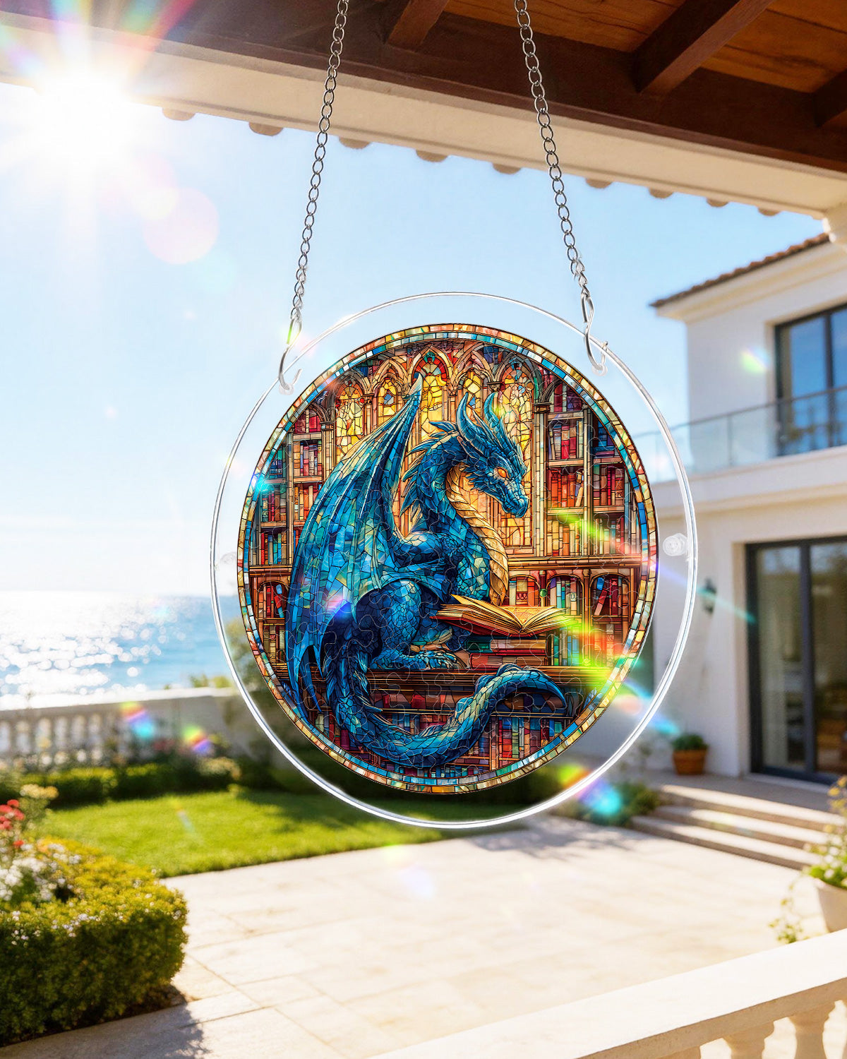 The Blue Dragon Library - Acrylic Window Suncatcher