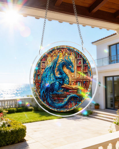 The Blue Dragon Library - Acrylic Window Suncatcher