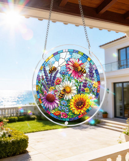 Bee Garden Bloom - Acrylic Window Suncatcher