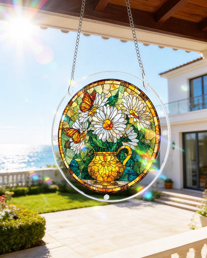 Daisy Butterfly Garden - Acrylic Window Suncatcher