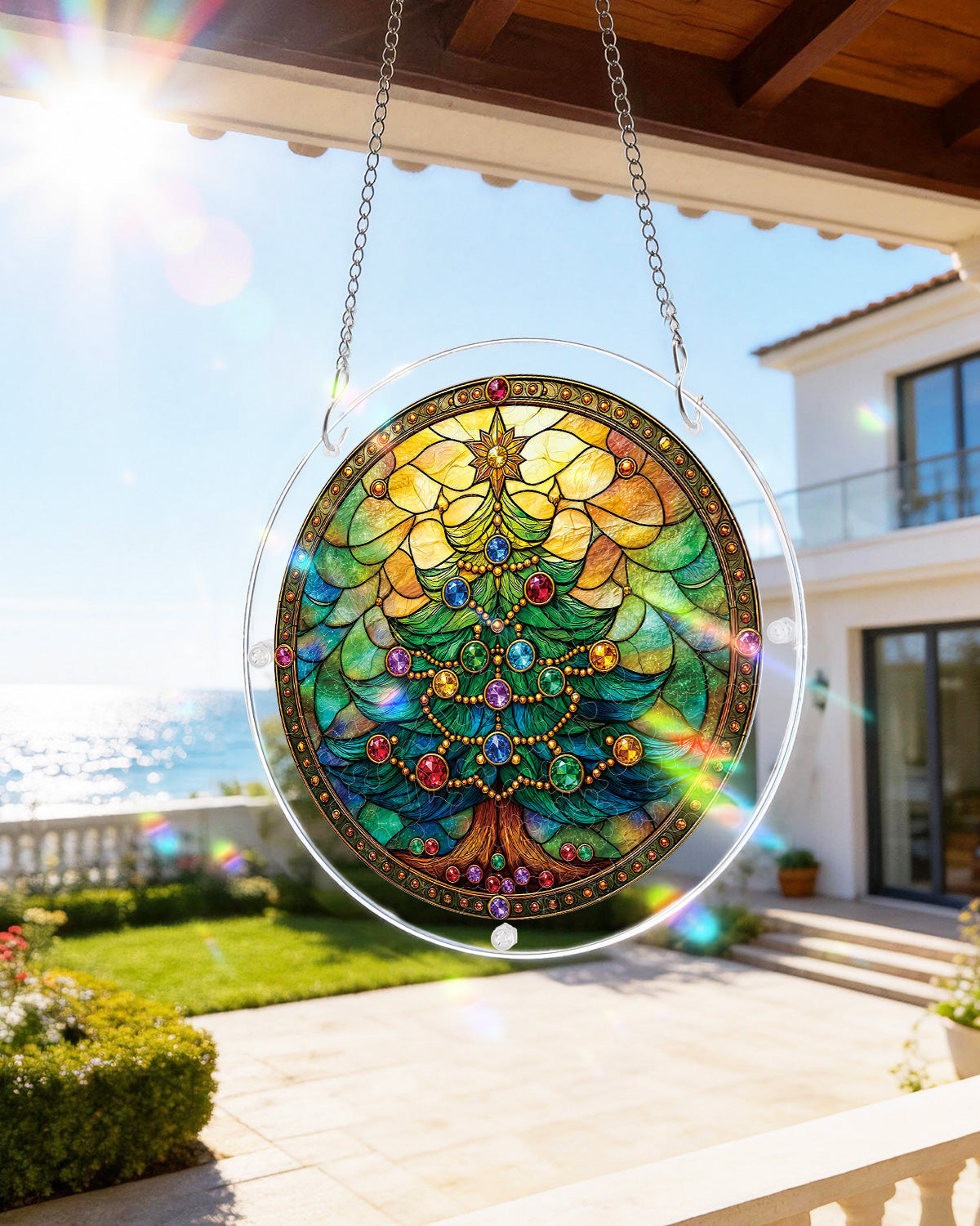 Jeweled Christmas Tree - Acrylic Window Suncatcher