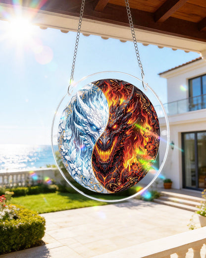 Twin Dragon Realm - Acrylic Window Suncatcher