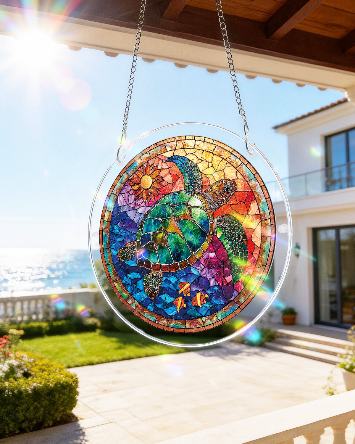 Stained Glass Sea Turtle - Acrylic Window Suncatcher