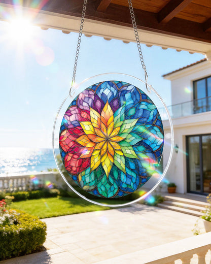 Radiant Flower Wheel - Acrylic Window Suncatcher