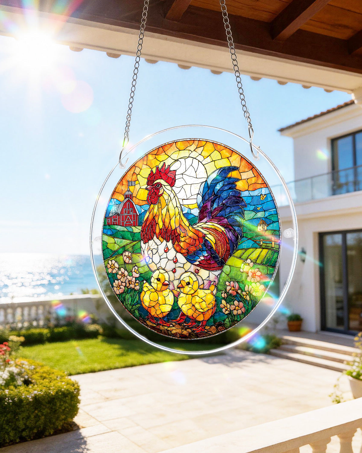 Golden Dawn Rooster - Acrylic Window Suncatcher