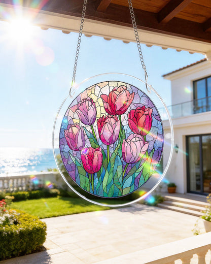 Morning Glow Tulips - Acrylic Window Suncatcher