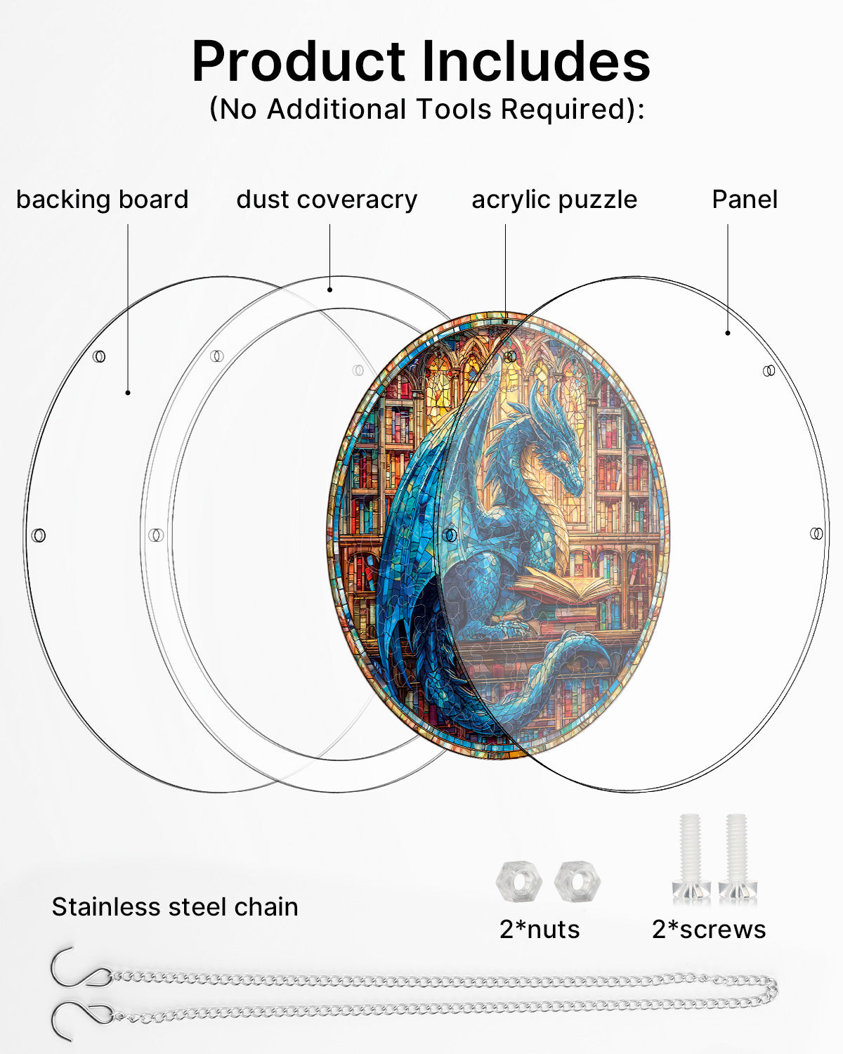 The Blue Dragon Library - Acrylic Window Suncatcher