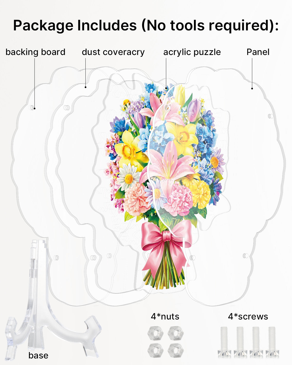 Acrylic Tabletop Pink Lily Daffodil Bouquet - Acrylic Window Suncatcher
