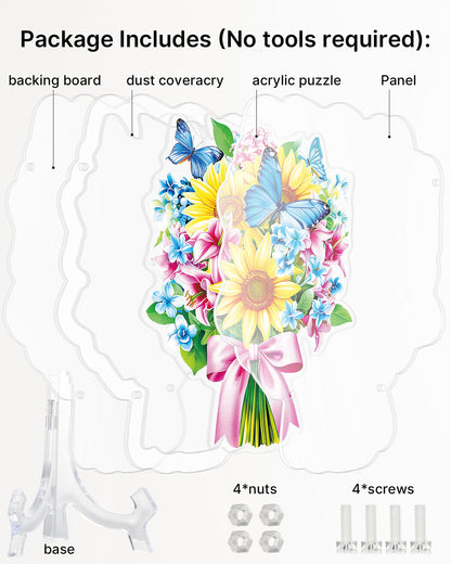 Acrylic Tabletop Sunflower Butterfly Bouquet - Acrylic Window Suncatcher
