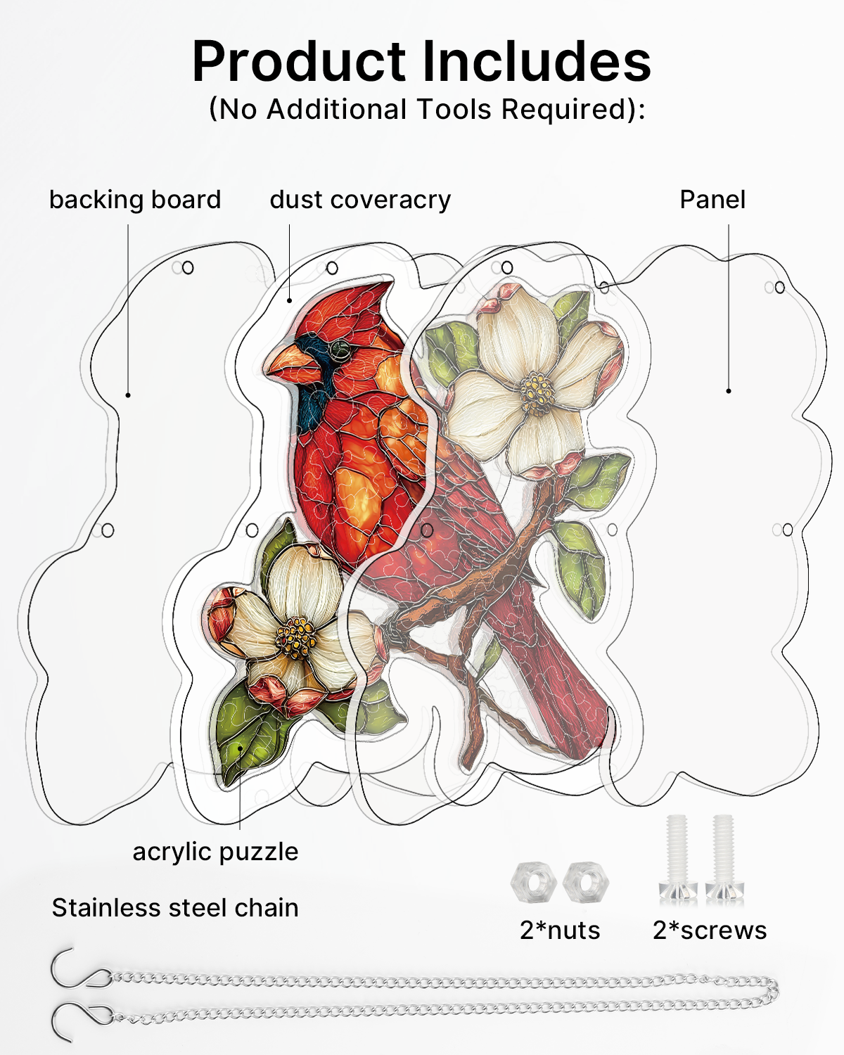 Magnolia Cardinal - Acrylic Window Suncatcher