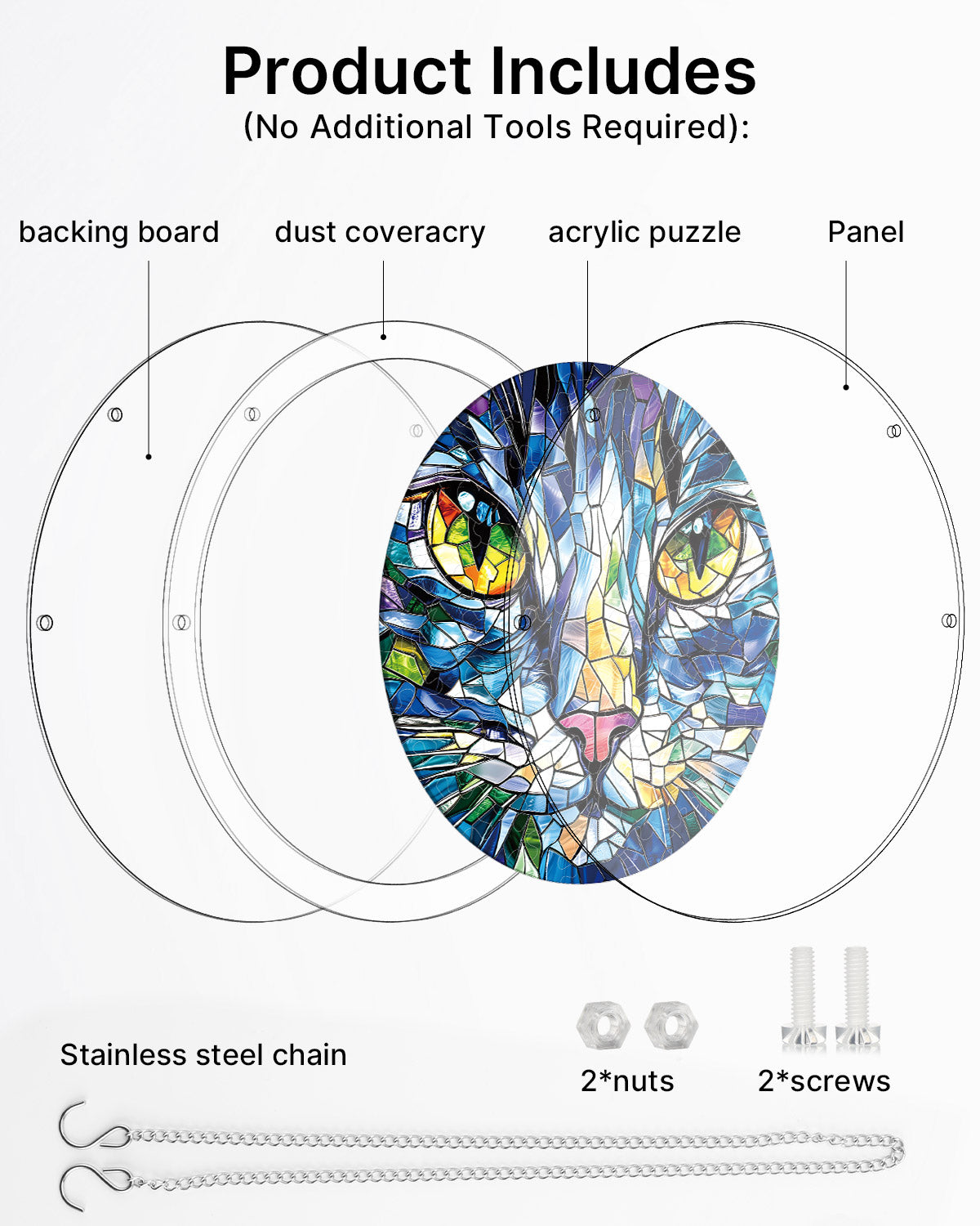 Mosaic Cat - Acrylic Window Suncatcher