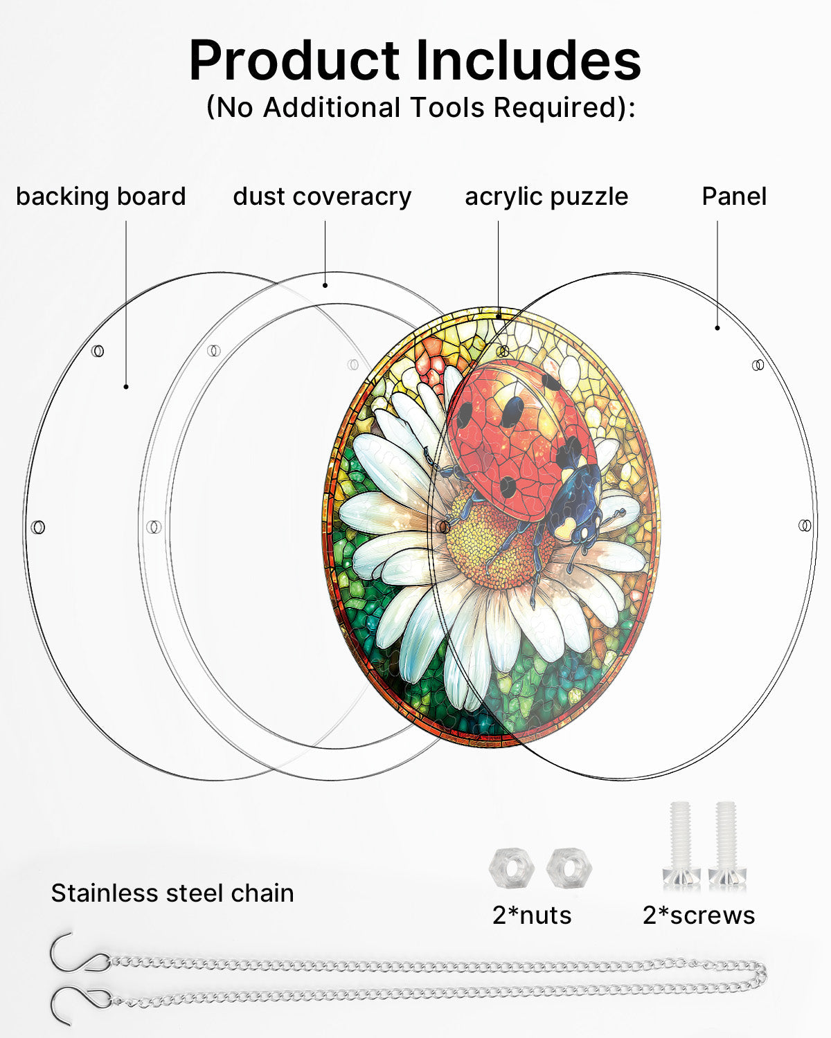 Ladybug on Daisy - Acrylic Window Suncatcher