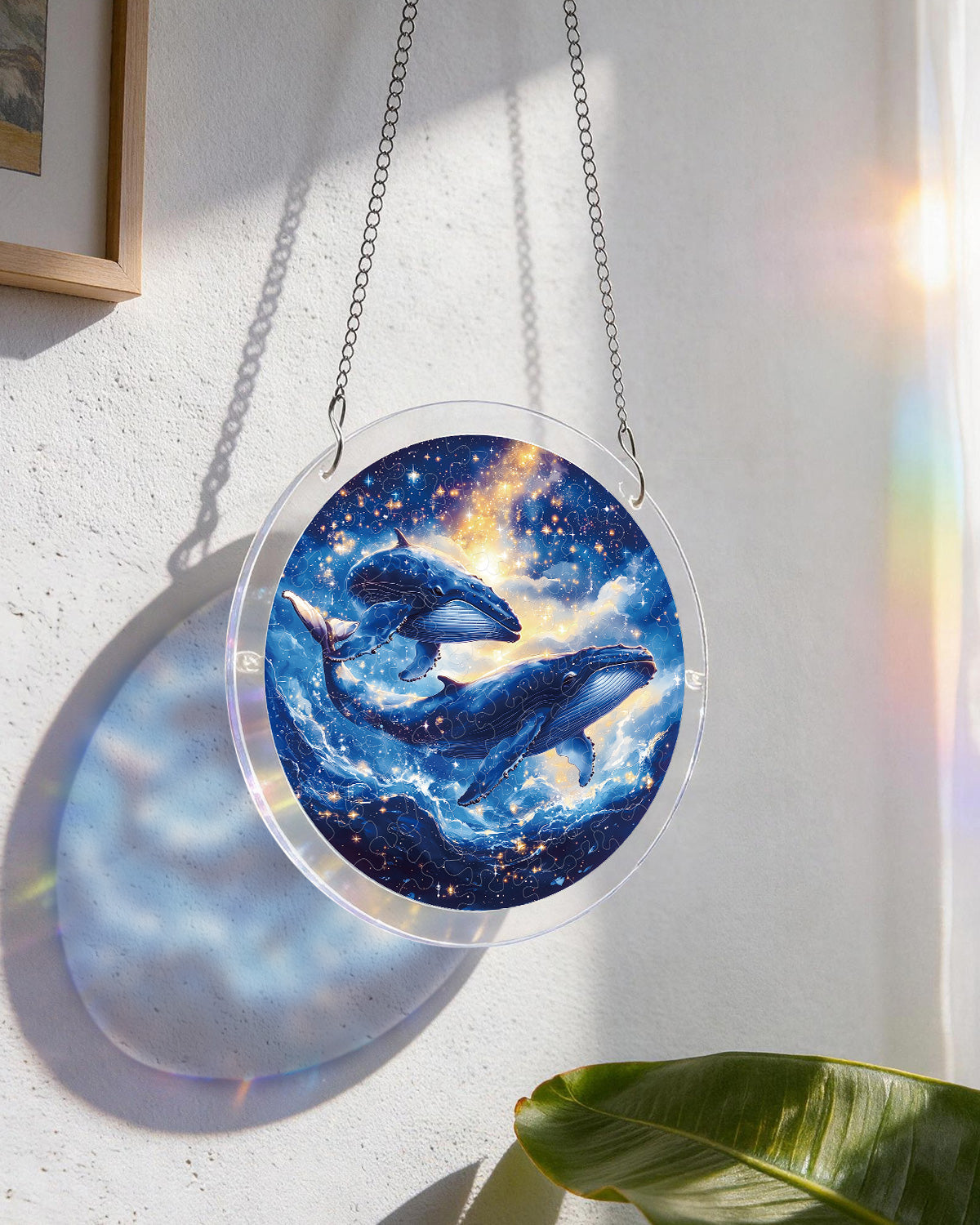 Twin Whales of the Cosmos - Acrylic Window Suncatcher