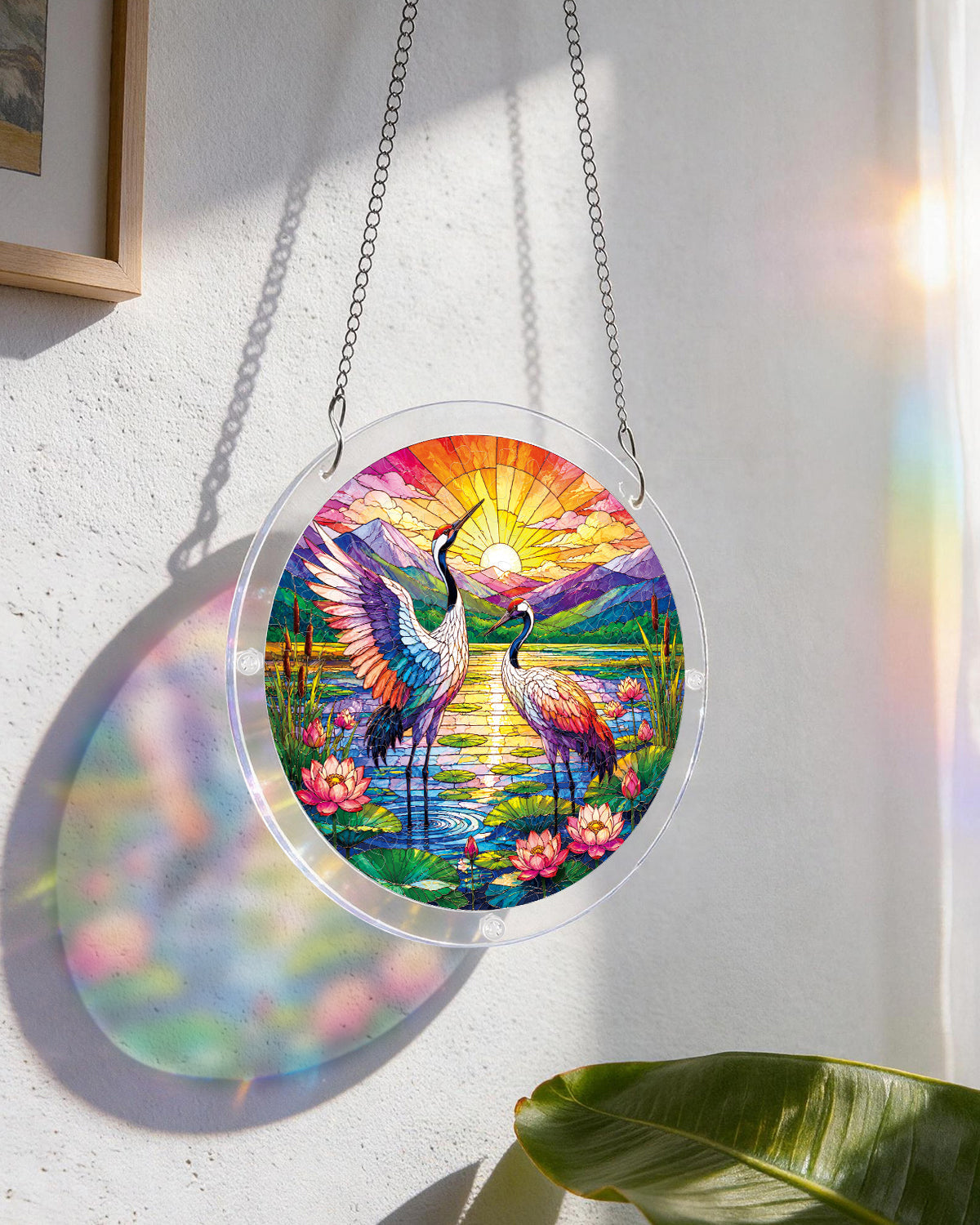 Cranes at Sunrise - Acrylic Window Suncatcher