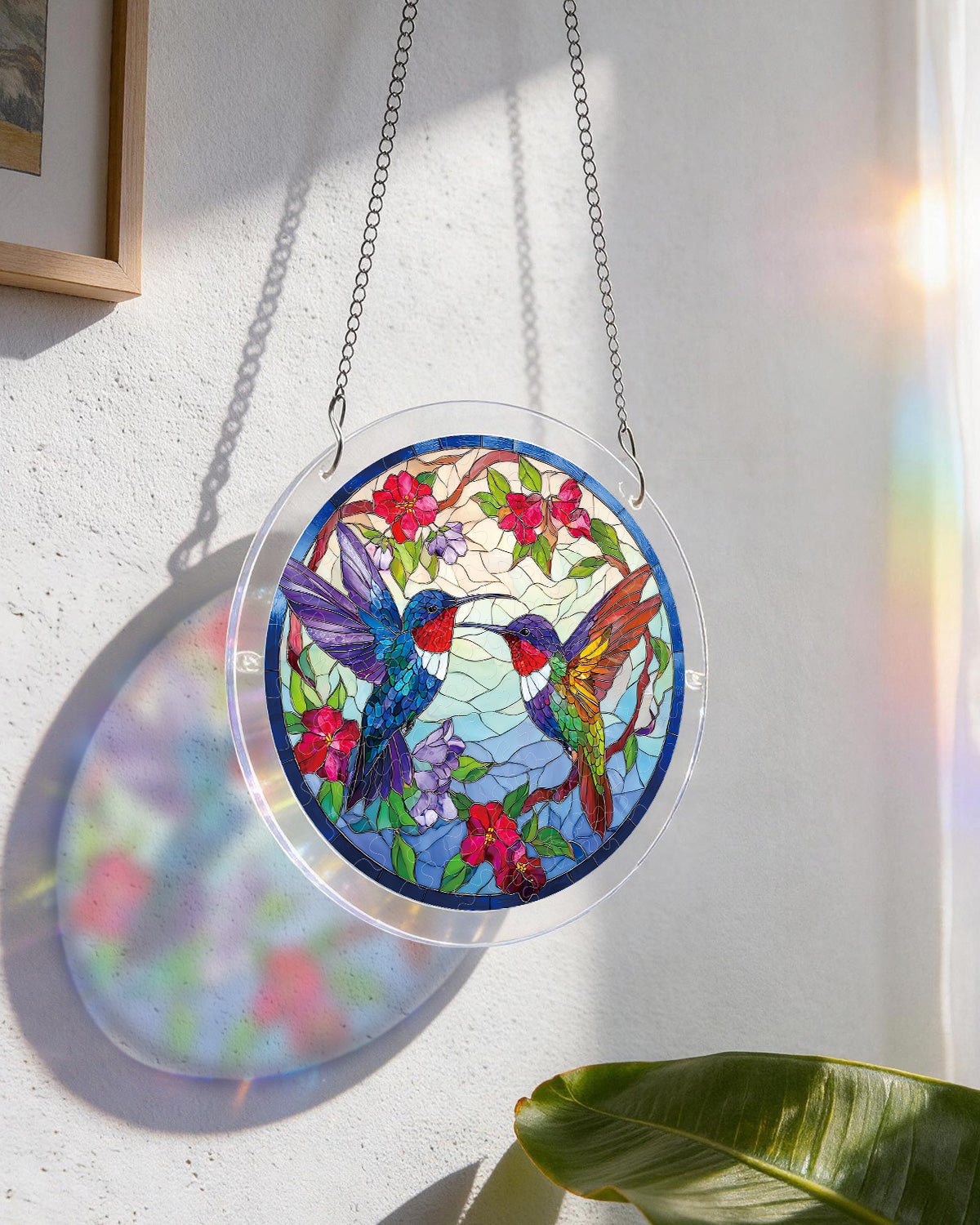 Hummingbird Bloomscape - Acrylic Window Suncatcher
