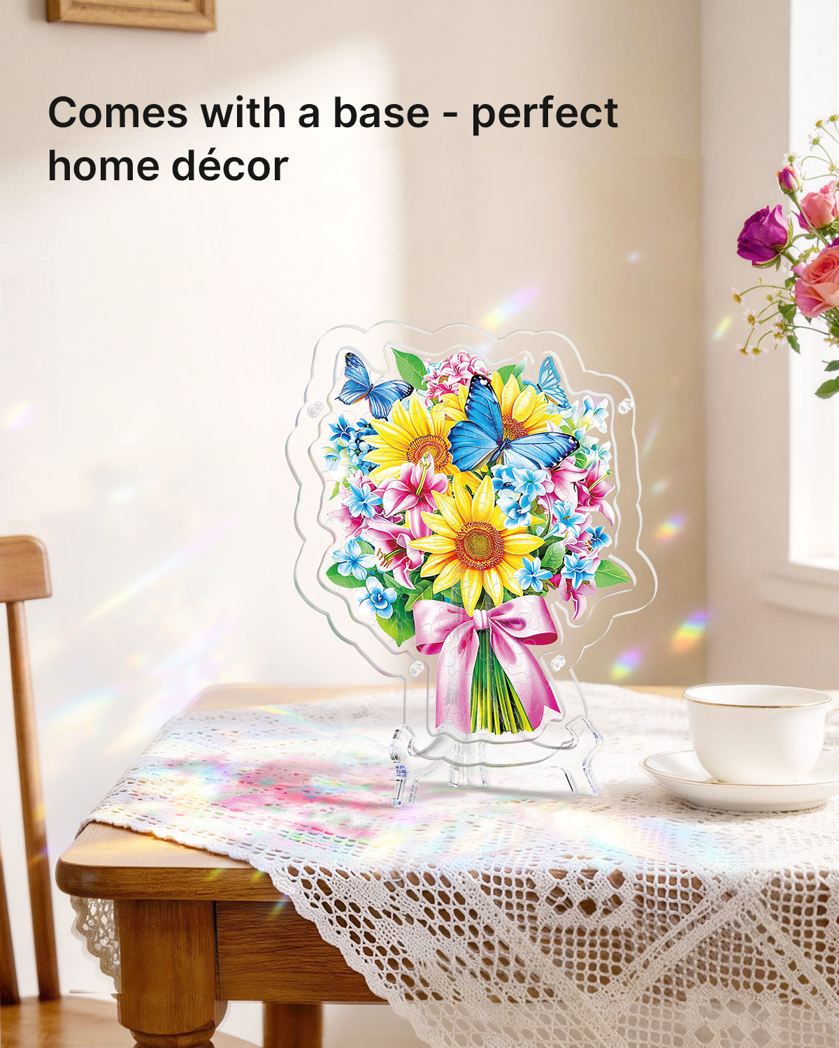 Acrylic Tabletop Sunflower Butterfly Bouquet - Acrylic Window Suncatcher