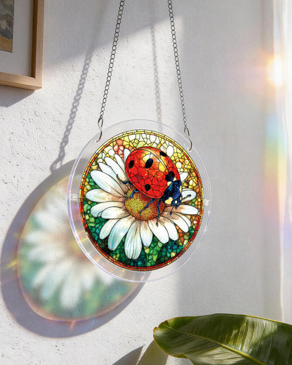 Ladybug on Daisy - Acrylic Window Suncatcher
