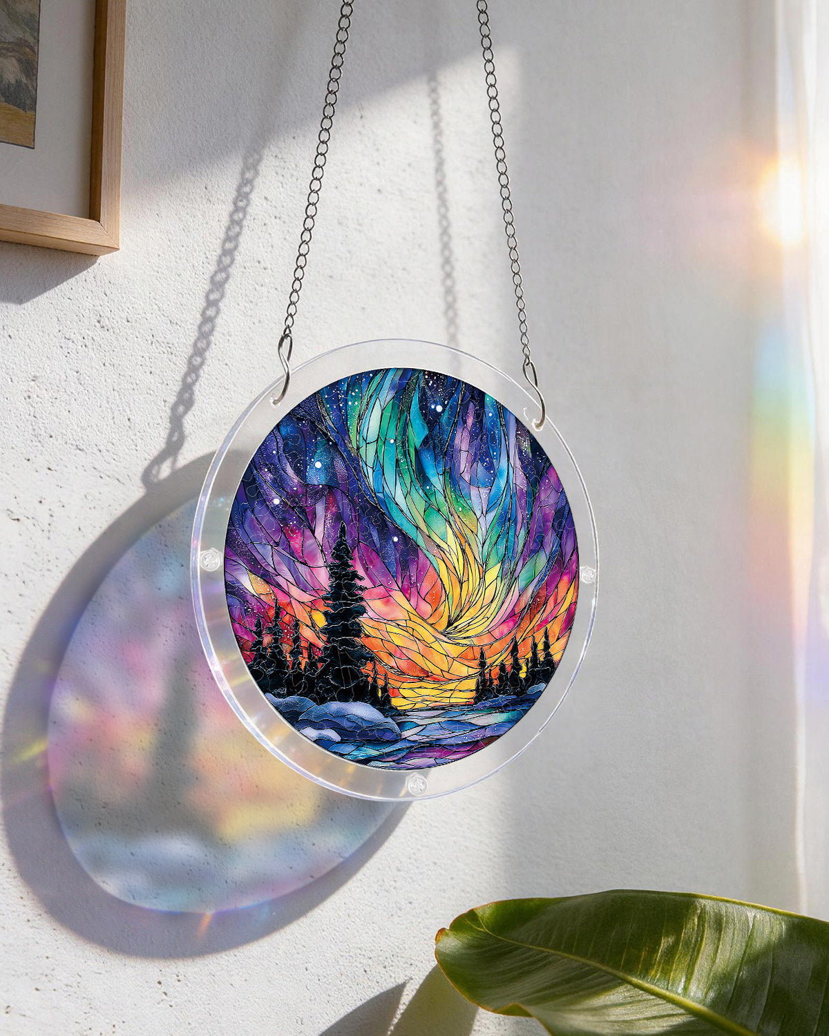 Snowy Aurora Night - Acrylic Window Suncatcher