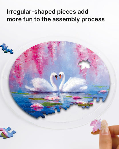 Swans in Blossom Lake - Acrylic Window Suncatcher