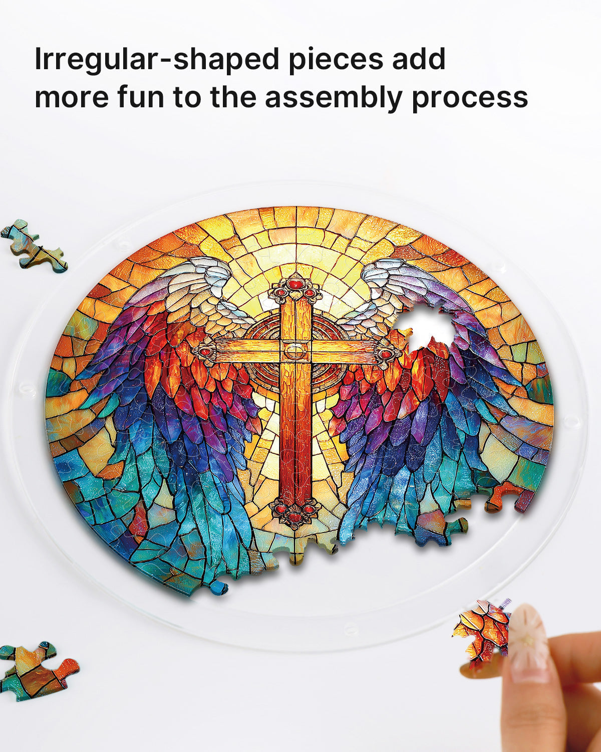 Rainbow Angel Cross - Acrylic Window Suncatcher