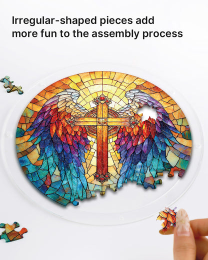 Rainbow Angel Cross - Acrylic Window Suncatcher
