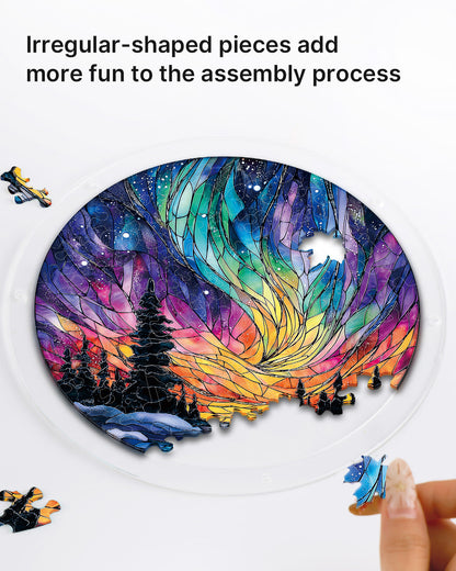 Snowy Aurora Night - Acrylic Window Suncatcher