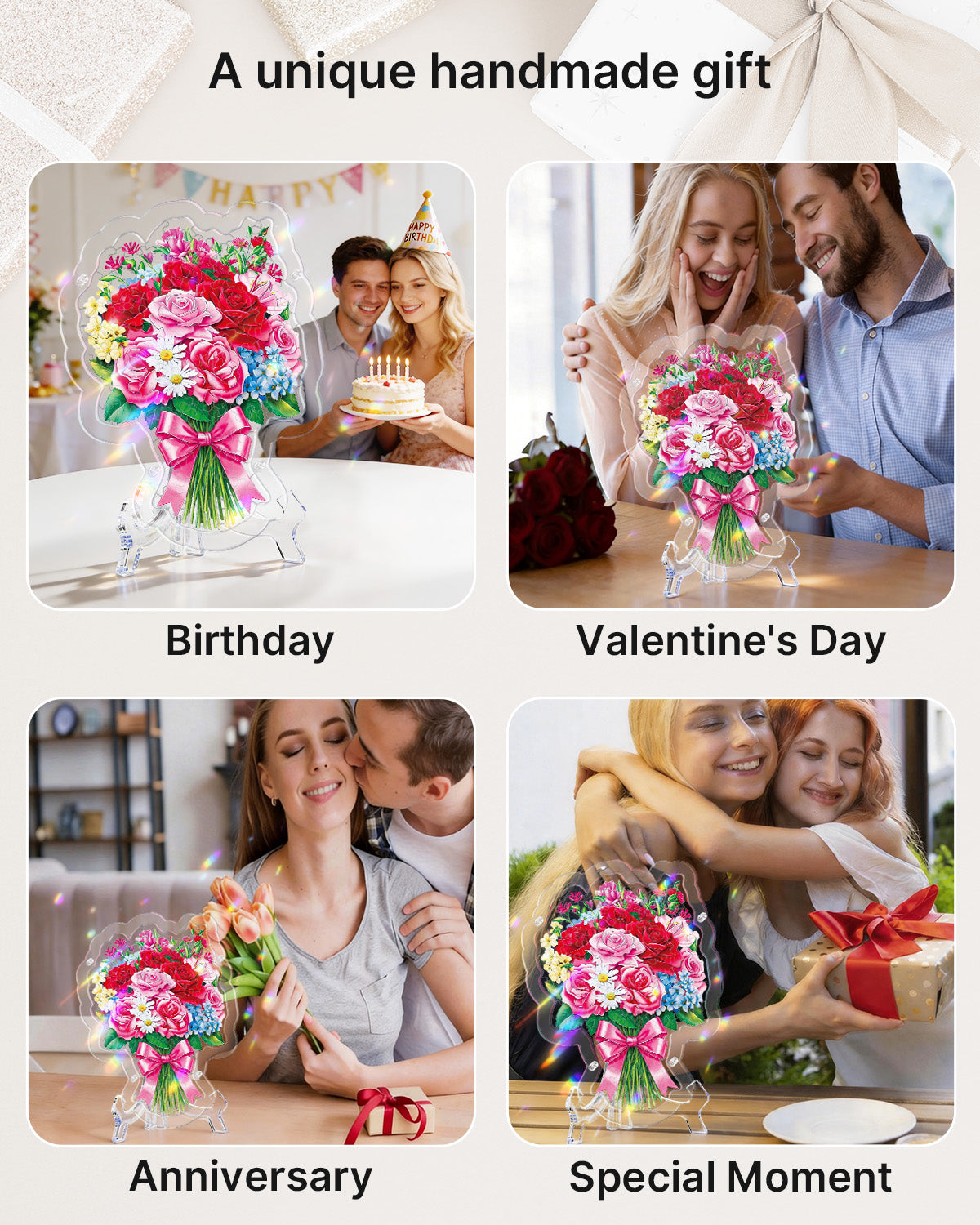 Acrylic Tabletop Romantic Flower Bouquet - Acrylic Window Suncatcher