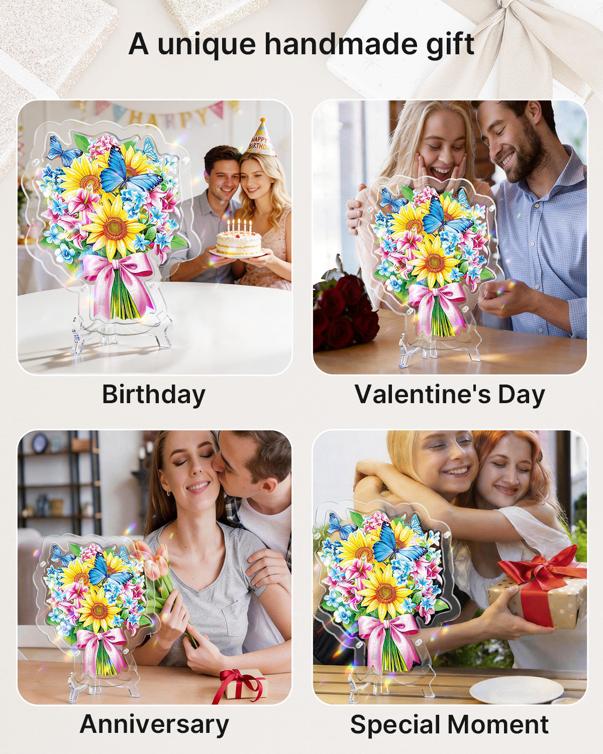 Acrylic Tabletop Sunflower Butterfly Bouquet - Acrylic Window Suncatcher