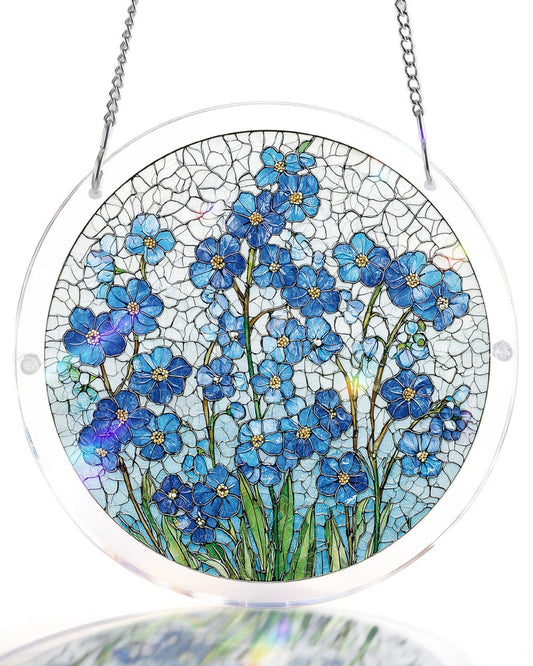 Azure Bloom Whisper - Acrylic Window Suncatcher